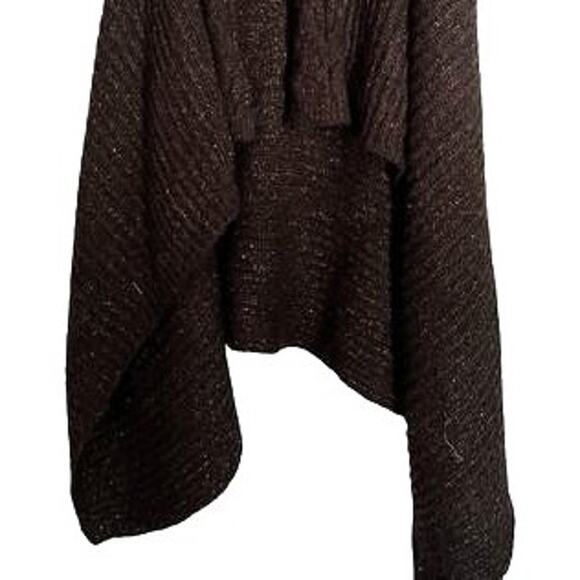 Vertigo Paris Shawl Womens Size M Brown Wool Open Cardigan Sleeveless Wrap Sweat - Picture 4 of 6